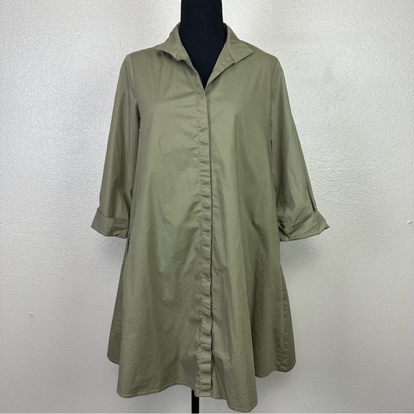 Tuckernuck Charlie Stand Collar Sage Green Shirt Dress Size M - Picture 2 of 16